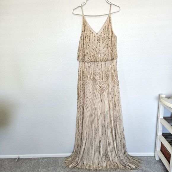 NEW BHLDN Anthropologie | Fidelia Beaded Sequin Maxi Long Dress Womens 16 - Picture 4 of 12
